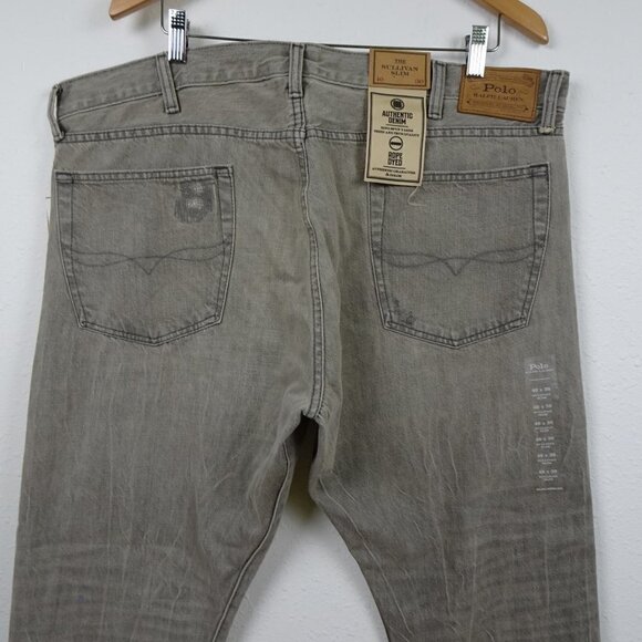 Polo Ralph Lauren Jeans Men's 40x30 Sullivan Slim Distressed Repaired Gray Denim - Picture 5 of 9